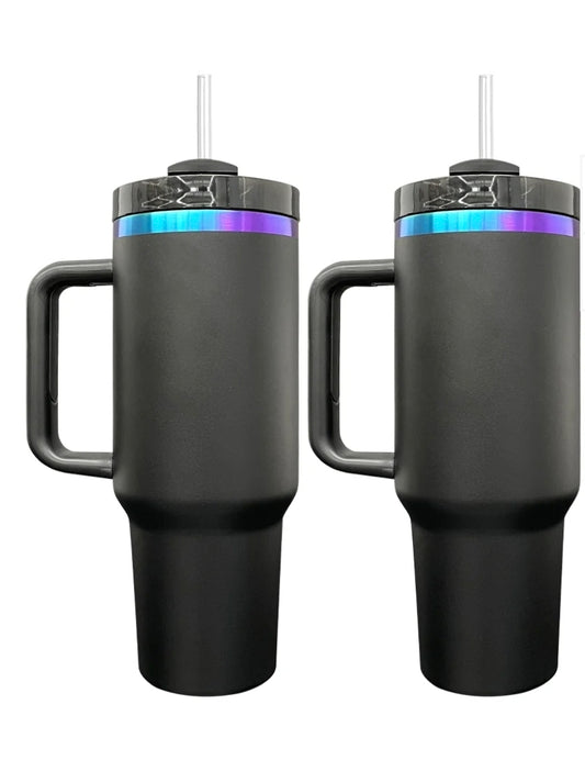 Custom Logo 40oz Tumbler for Business | Black & Purple Blue Chroma