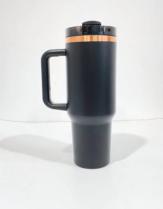 Custom Logo 40oz Tumbler for Business | Black & Copper