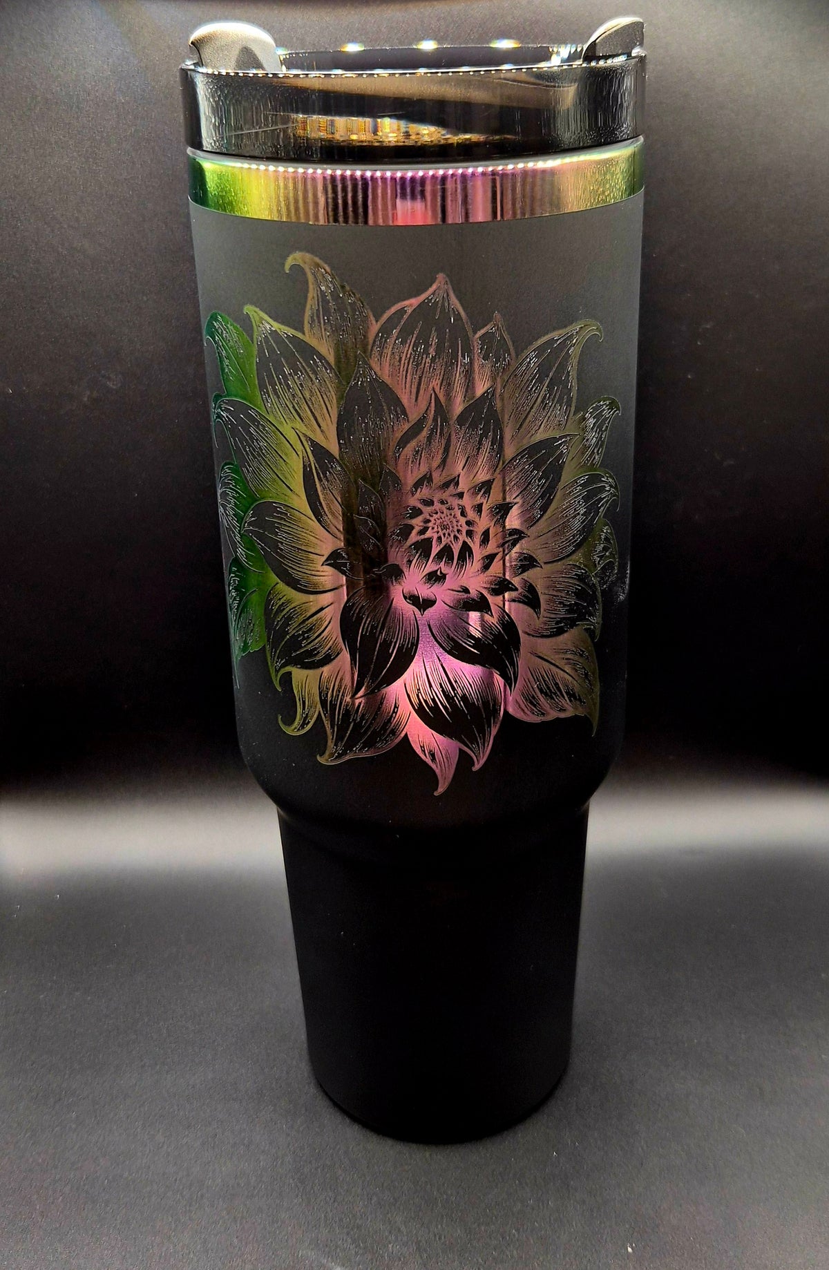 Custom Logo 40oz Tumbler for Business | Black & Rainbow