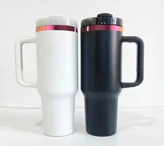 Custom Logo 40oz Tumbler for Business | Black & Rose Gold