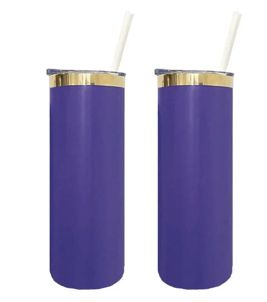 Custom Logo 20oz Skinny Tumbler for Business | Purple & Gold