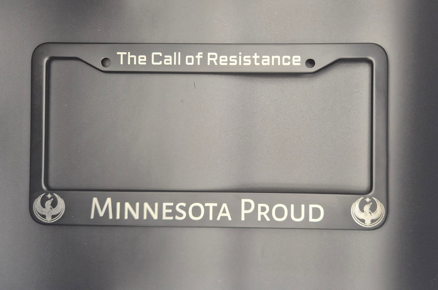 Metal Rebel Loon Laser-Engraved License Plate Frame Black | Obsidian ArtWorks