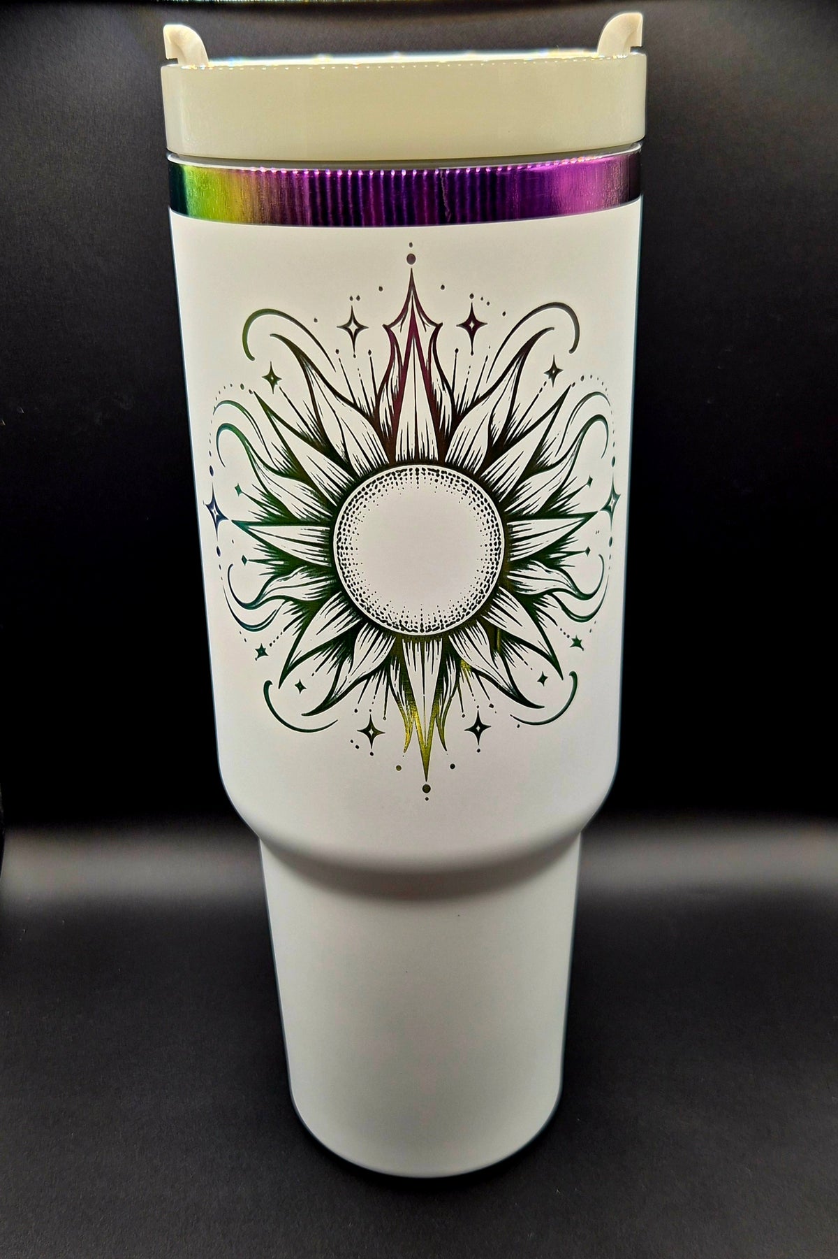 Custom Logo 40oz Tumbler for Business | White & Rainbow