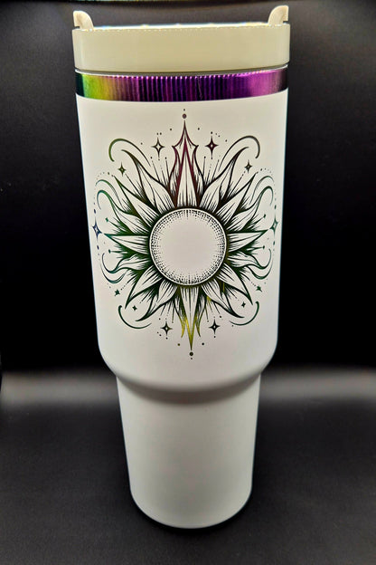 Custom Logo 40oz Tumbler for Business | White & Rainbow